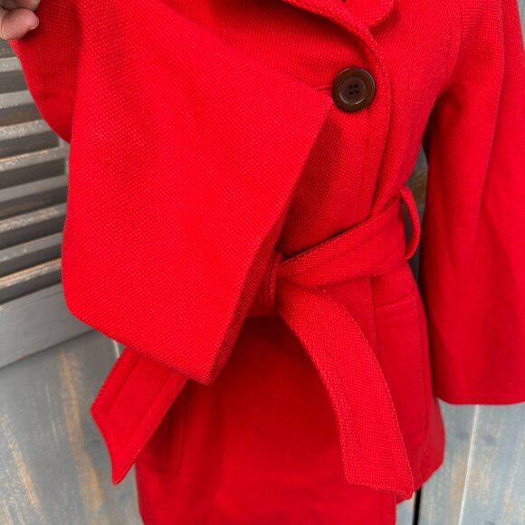 J. Crew Sadie Double Breasted Belted Wool Coat Poppy Red Sz 2 - Picture 5 of 16